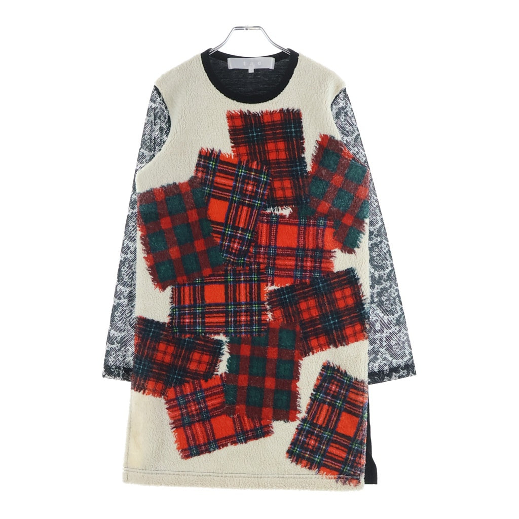 TAO COMME des GARCONS(タオコムデギャルソン) 23AW 袖レース切替 タータンチェックワンピース レッド TL-T019 レディース