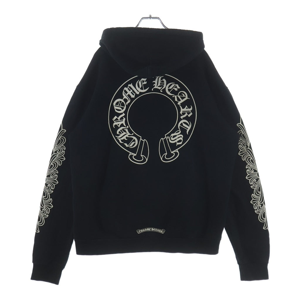 CHROME HEARTS(クロムハーツ) SWTSHRT PLVR 袖フローラル バックホースシュープリント スウェット プルオーバーパーカー ブラック