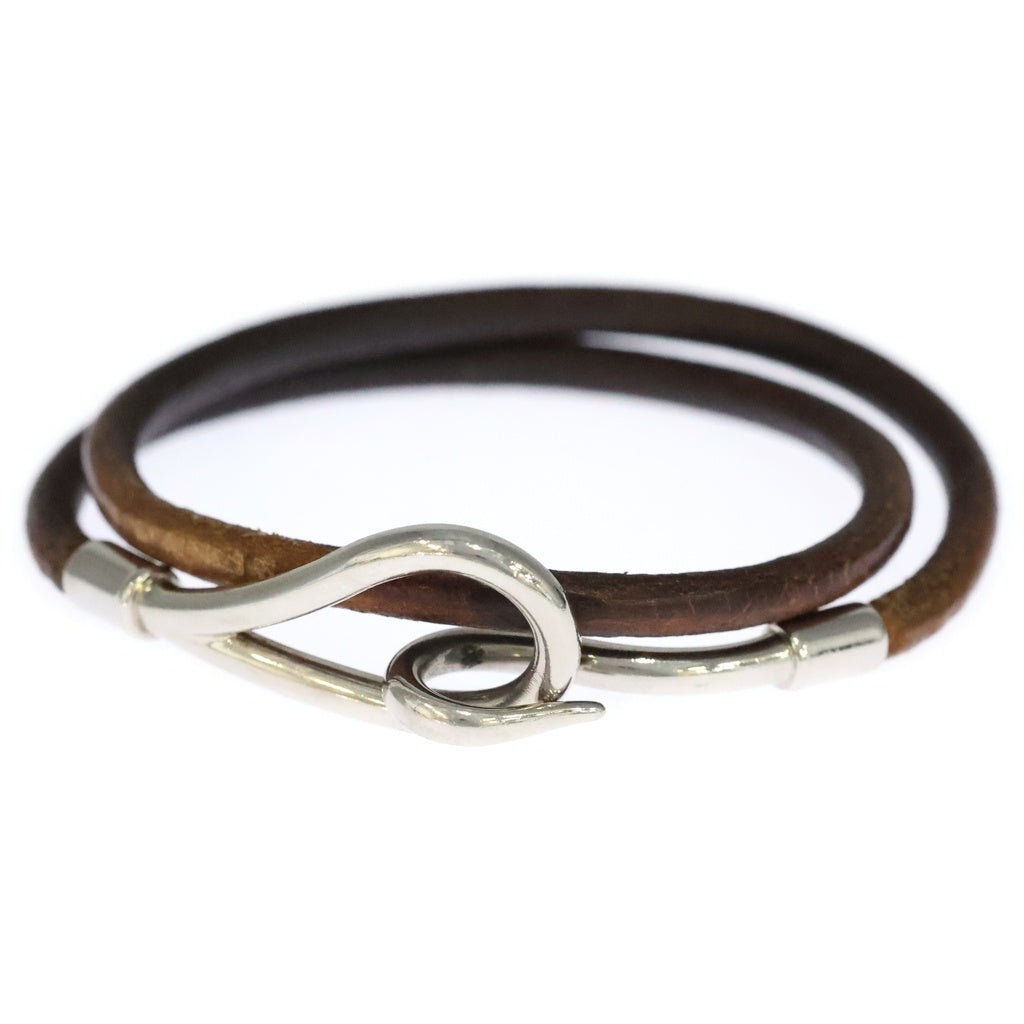 HERMES(エルメス) ジャンボ レザーチョーカー ネックレス ブレスレット シルバー/ブラウン レディース