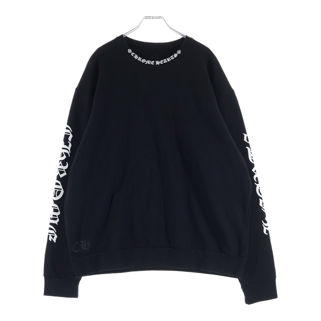 CHROME HEARTS(クロムハーツ) SWTSHRT PLVR ネックロゴプリント クルーネック スウェットトレーナー ブラック
