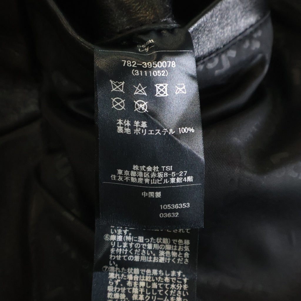 SCHOTT(ショット) 70S SINGLE RIDERS JACKET シングルライダースジャケット 782-3950078 ブラック