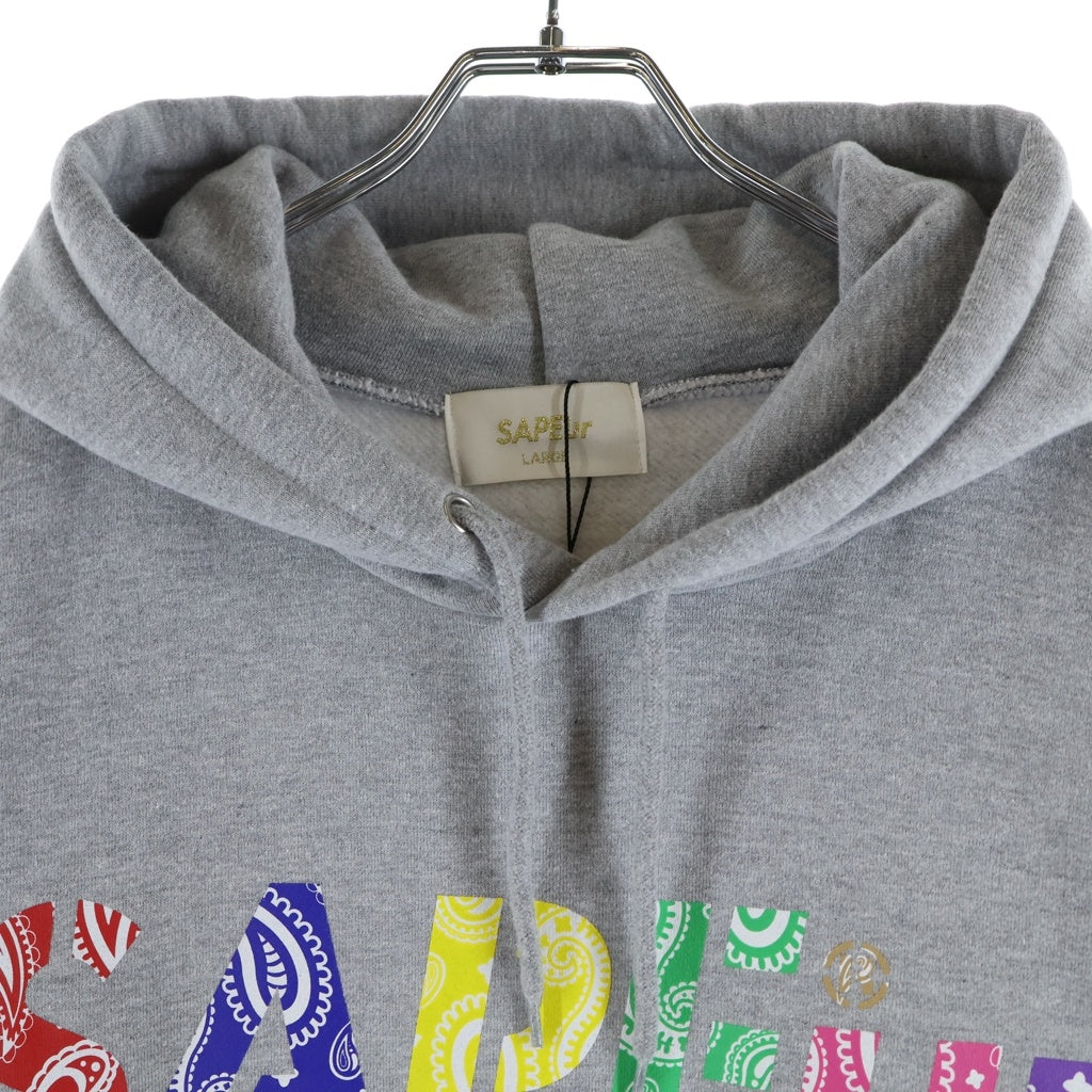 SAPEur(サプール) MULTI BANDANA LOGO HOODIE マルチ バンダナロゴ プルオーバーパーカー グレー