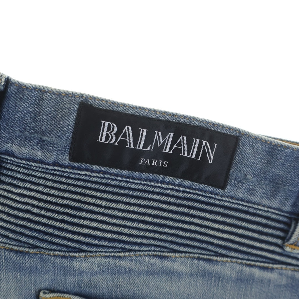 BALMAIN(バルマン) ダメージ加工 バイカースリムデニムパンツ インディゴ POHT551 C710V