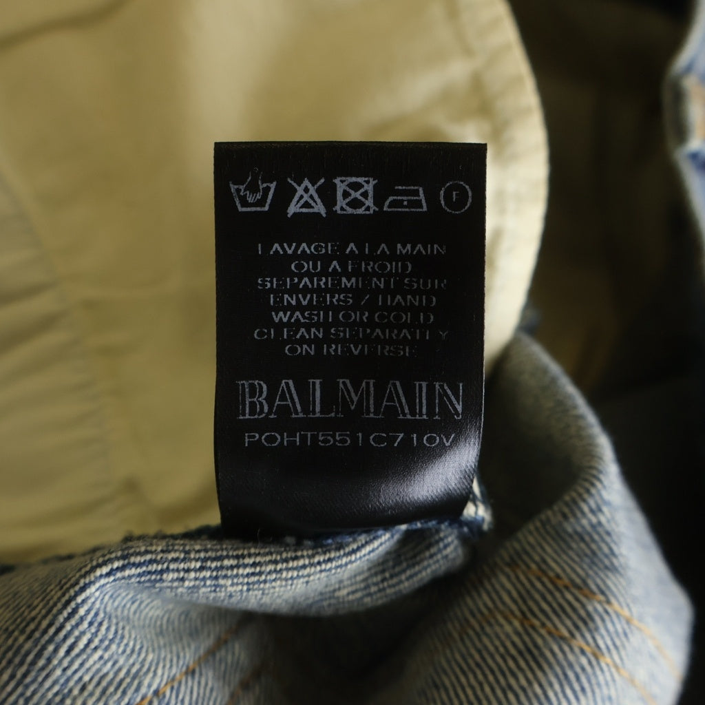 BALMAIN(バルマン) ダメージ加工 バイカースリムデニムパンツ インディゴ POHT551 C710V