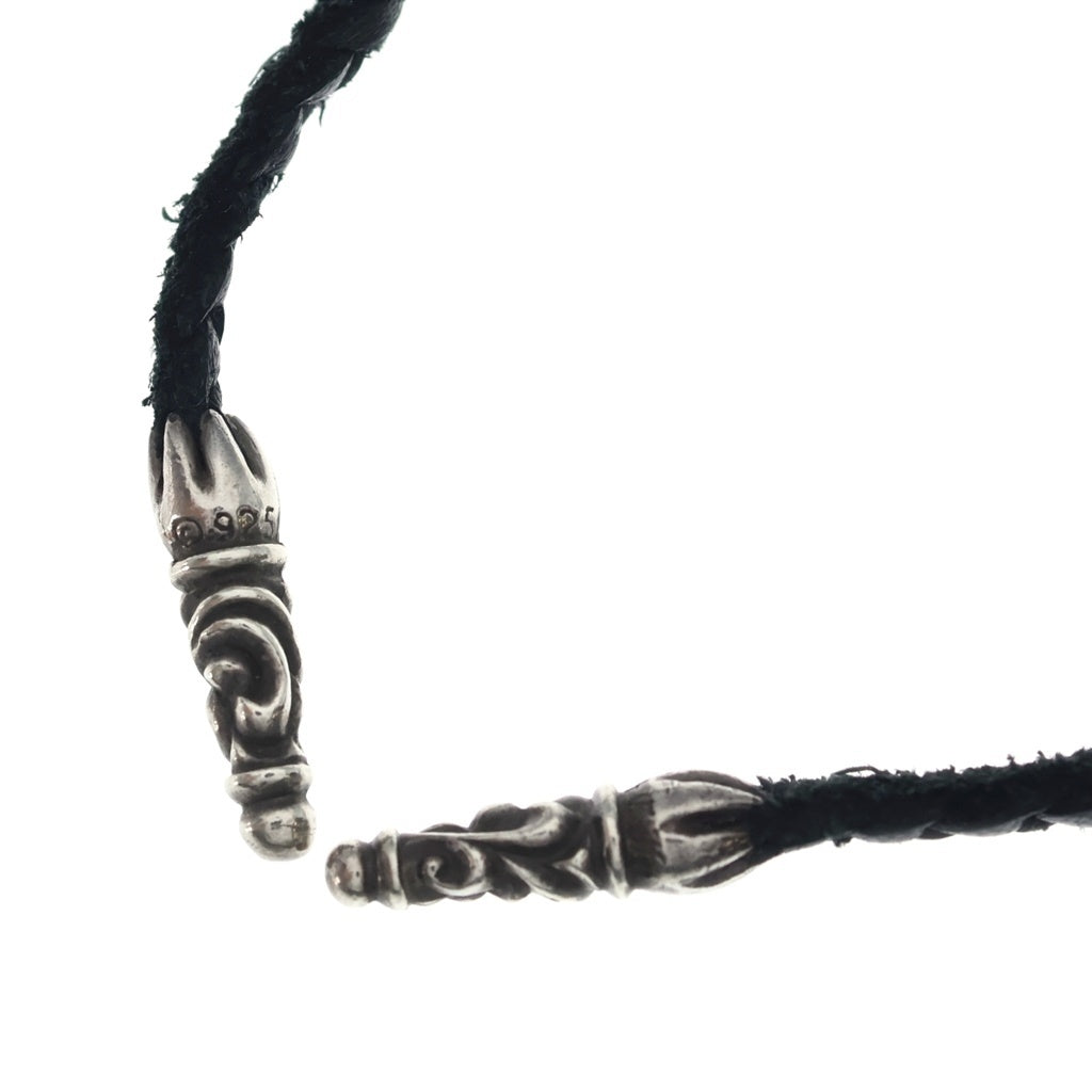 CHROME HEARTS(クロムハーツ) LEATHER BRAID SCROLL ネックレス レザーブレイドネックレス ブラック/シルバー BCA377