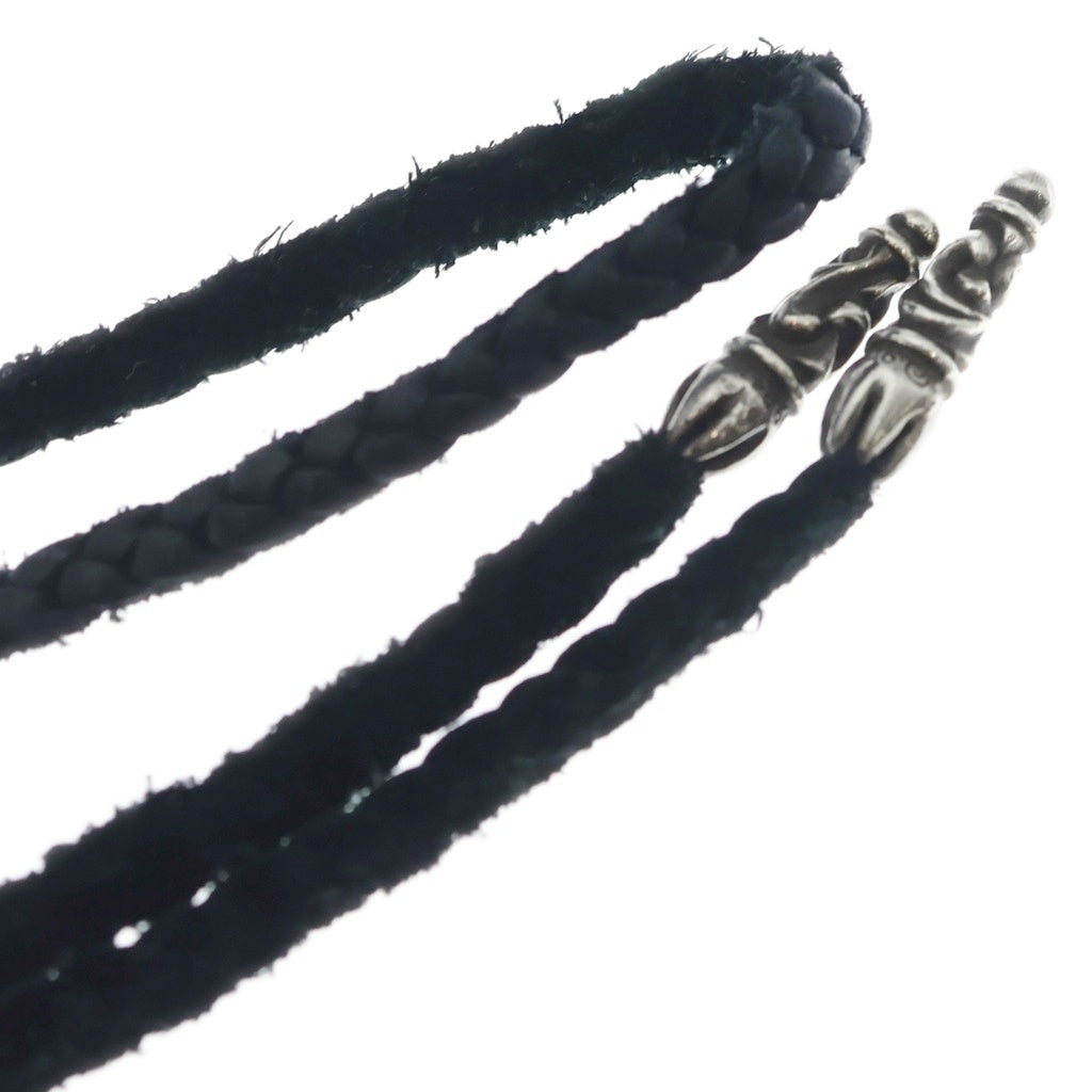 CHROME HEARTS(クロムハーツ) LEATHER BRAID SCROLL ネックレス レザーブレイドネックレス ブラック/シルバー BCA377