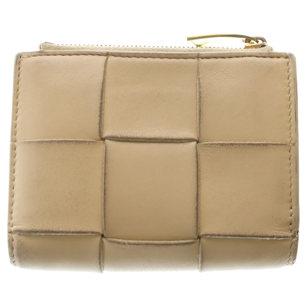 BOTTEGA VENETA(ボッテガヴェネタ) マキシイントレチャート レザー コンパクトウォレット 二つ折り財布 ベージュ レディース