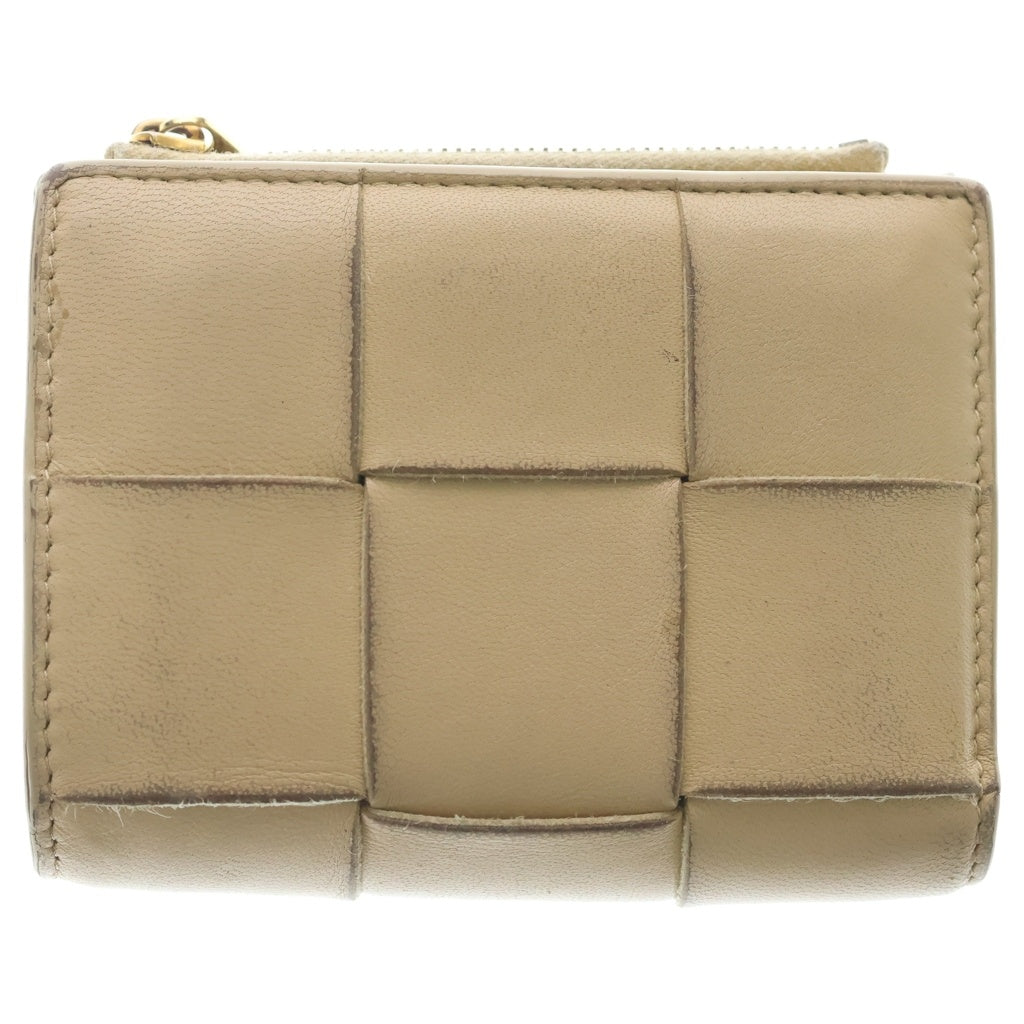 BOTTEGA VENETA(ボッテガヴェネタ) マキシイントレチャート レザー コンパクトウォレット 二つ折り財布 ベージュ レディース