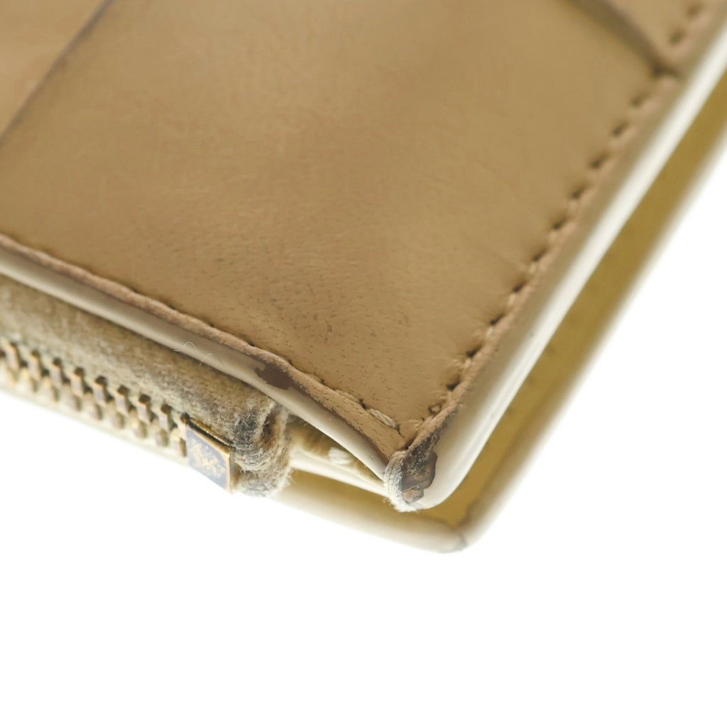 BOTTEGA VENETA(ボッテガヴェネタ) マキシイントレチャート レザー コンパクトウォレット 二つ折り財布 ベージュ レディース