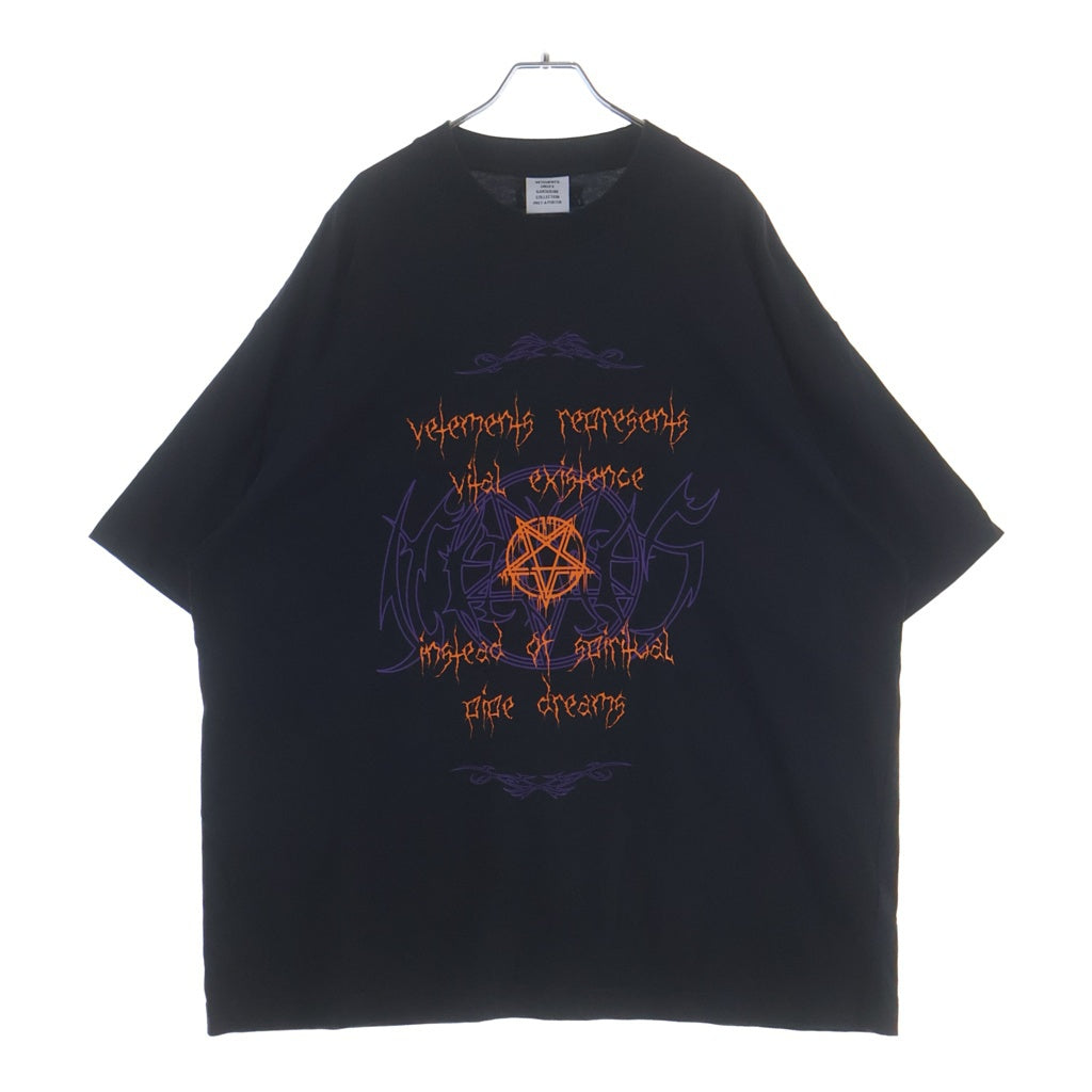VETEMENTS(ヴェトモン) 22SS Vital Existence プリント半袖Tシャツ ブラック