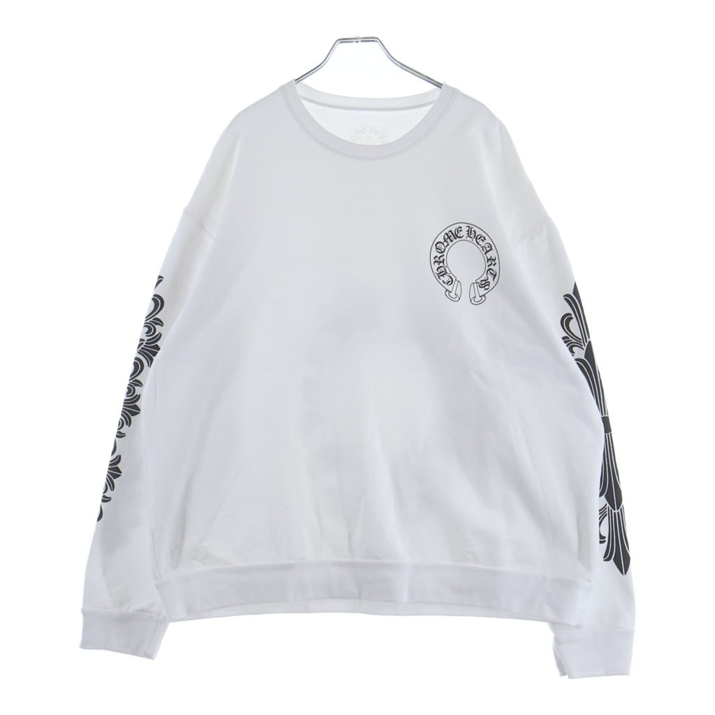 CHROME HEARTS(クロムハーツ) ホースシュー アームフローラルスウェット クルーネックスウェットトレーナー ホワイト