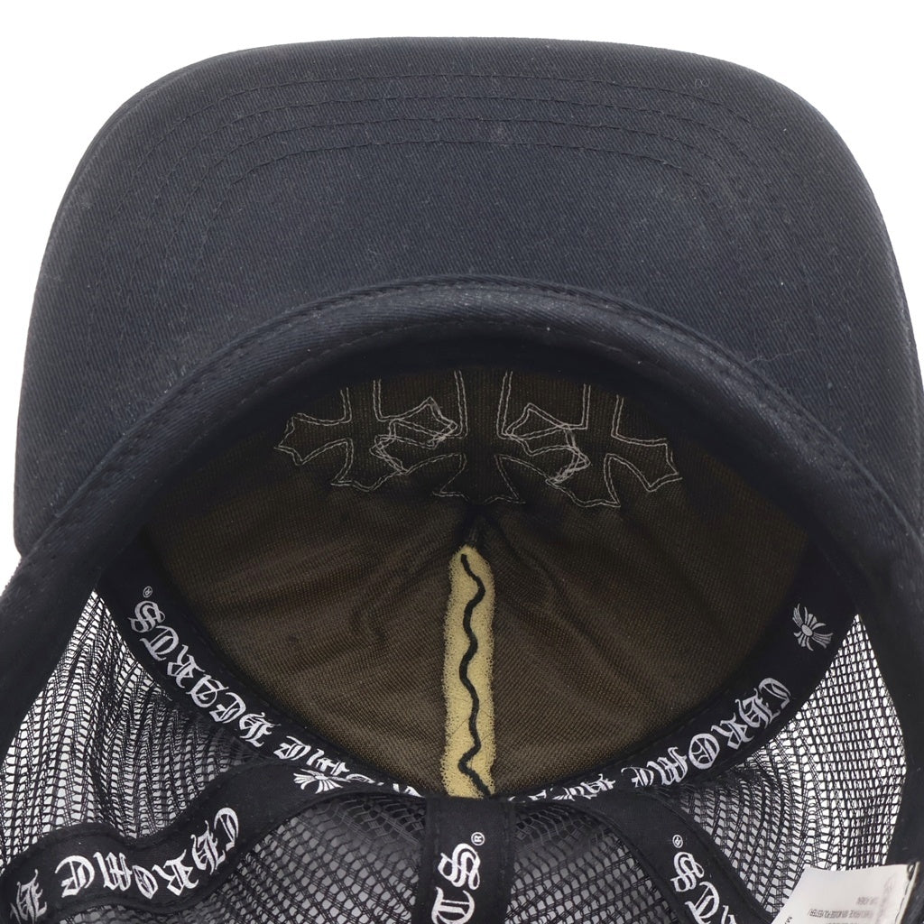 CHROME HEARTS(クロムハーツ) TRUCKER CAP トラッカーキャップ 3セメタリーハラコレザーパッチメッシュキャップ帽子 ブラック/ホワイト