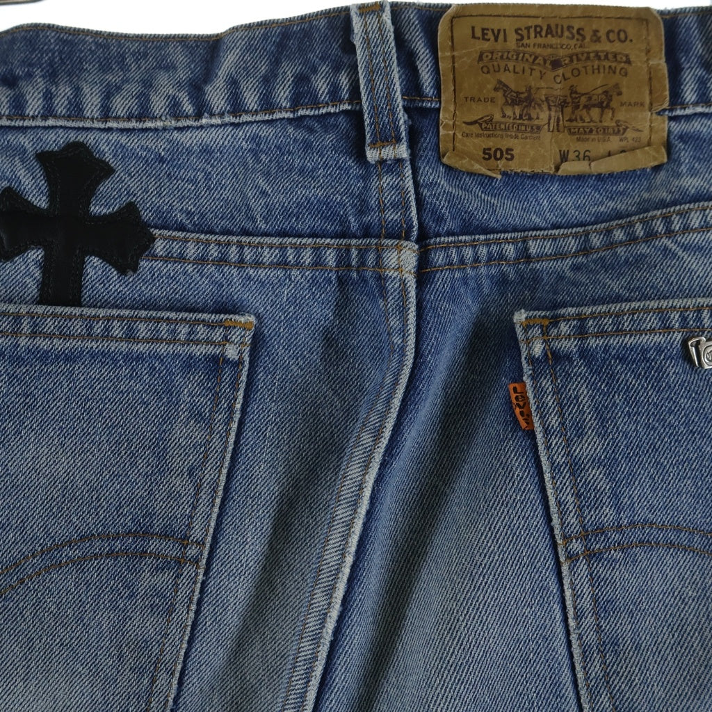 CHROME HEARTS クロムハーツ ×LEVIS VNTG JEAN 505 リーバイス クロスパッチ付き ストレートデニムパンツ インディゴ CHROME HEARTS(クロムハーツ) ×LEVI'S U VNTG JEAN リーバイス 505