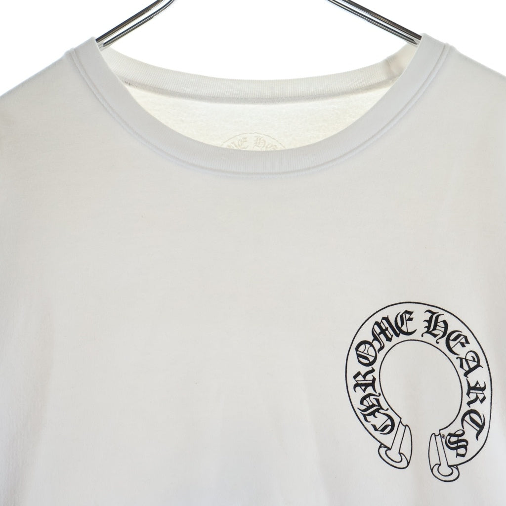 CHROME HEARTS(クロムハーツ) Horseshoe Arm Floral Cross L/S Sweatshirt ホースシュー アームフローラルクロス クルーネック スウェットトレーナー ホワイト
