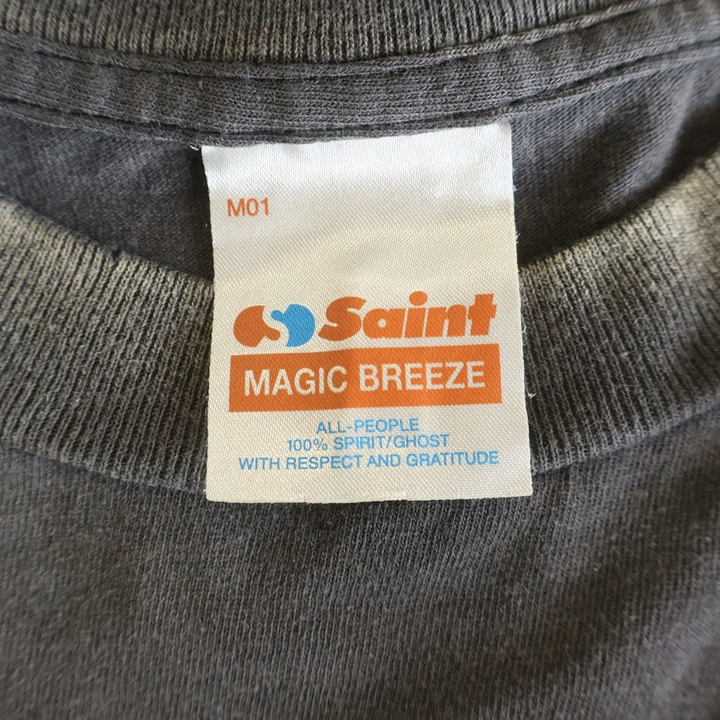 SAINT MICHAEL(セントマイケル) 25AW HP_SS TE ヴィンテージ加工 ムービー プリントロゴ 半袖Tシャツ カットソー グレー SM-HR1-0000-C45