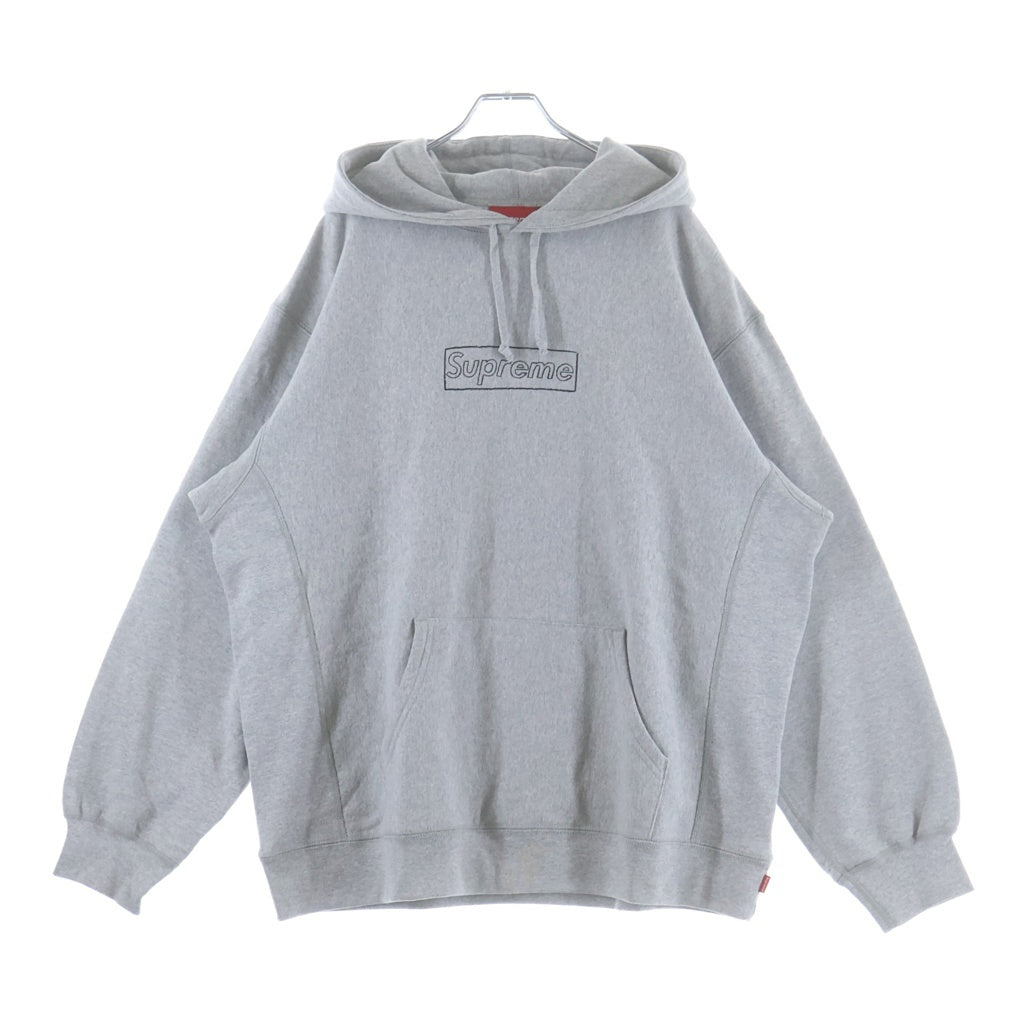 SUPREME(シュプリーム) 21SS ×KAWS Chalk Logo Hooded Sweatshirt カウズ チョーク ロゴ プルオーバースウェットパーカー フーディー グレー