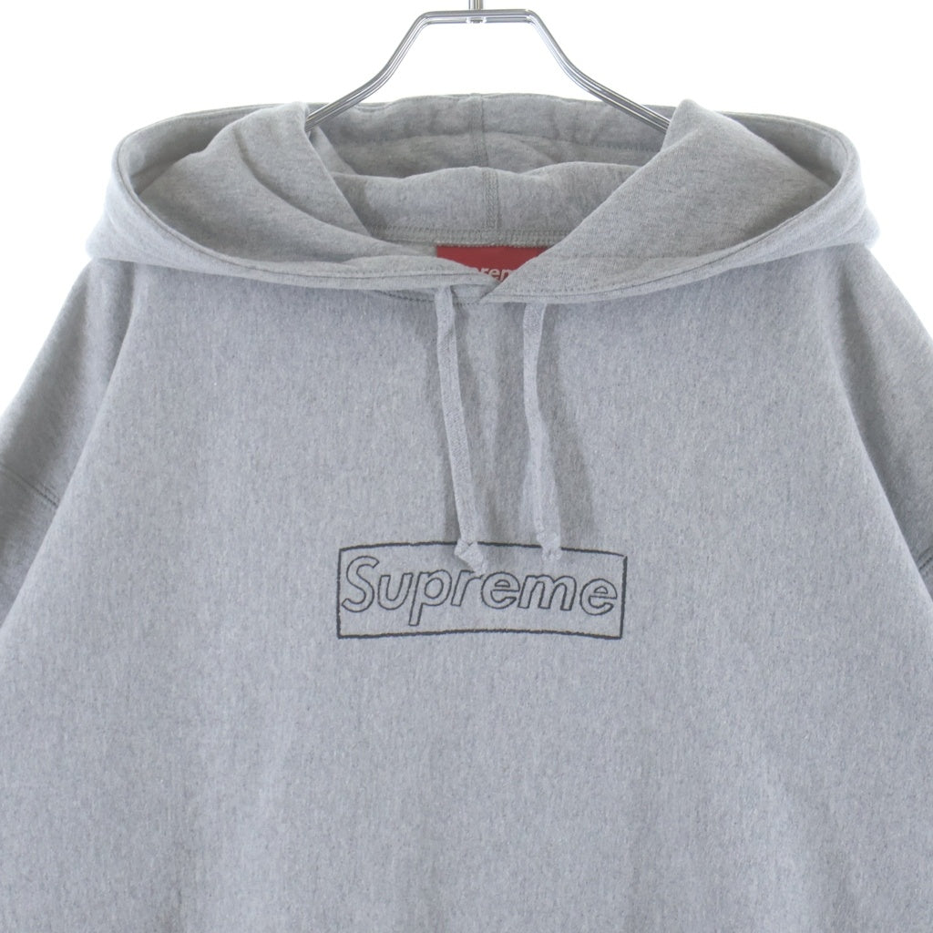 SUPREME(シュプリーム) 21SS ×KAWS Chalk Logo Hooded Sweatshirt カウズ チョーク ロゴ プルオーバースウェットパーカー フーディー グレー