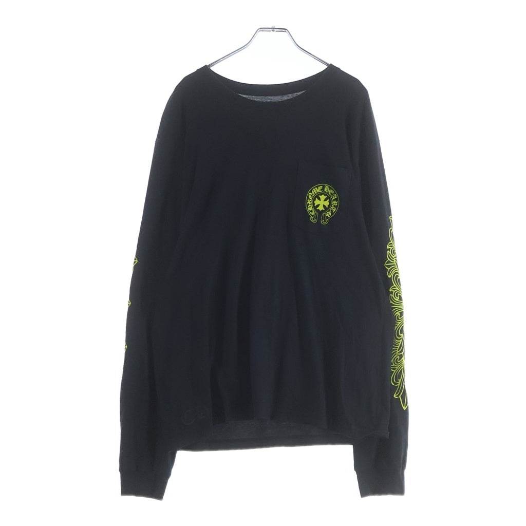 CHROME HEARTS(クロムハーツ) Made In Hollywood Vertical Logo Tee メイドインハリウッド ヴァーティカルロゴ アームフローラルプリント 長袖Tシャツカットソー ブラック