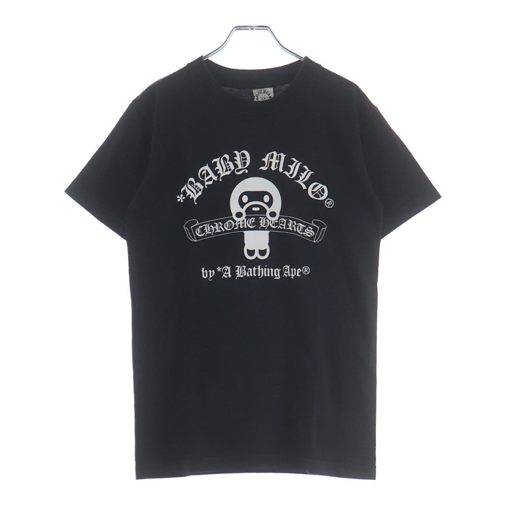 CHROME HEARTS(クロムハーツ) ×A BATHING APE BABY MILO TEE アベイジング エイプ コラボ フロント ホースシューロゴプリント クルーネック コットン 半袖Tシャツ カットソー ブラック