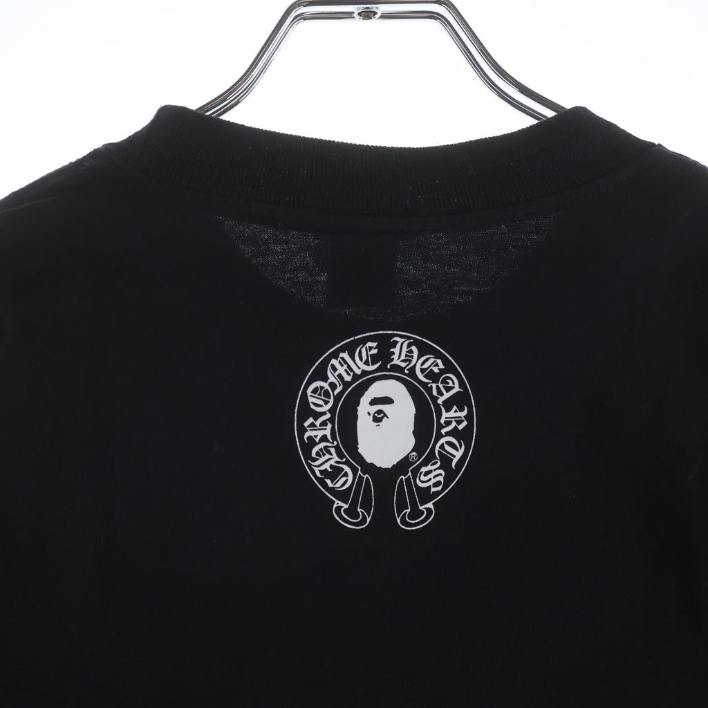CHROME HEARTS(クロムハーツ) ×A BATHING APE BABY MILO TEE アベイジング エイプ コラボ フロント スクロールラベルロゴプリント クルーネック コットン 半袖Tシャツ カットソー ブラック