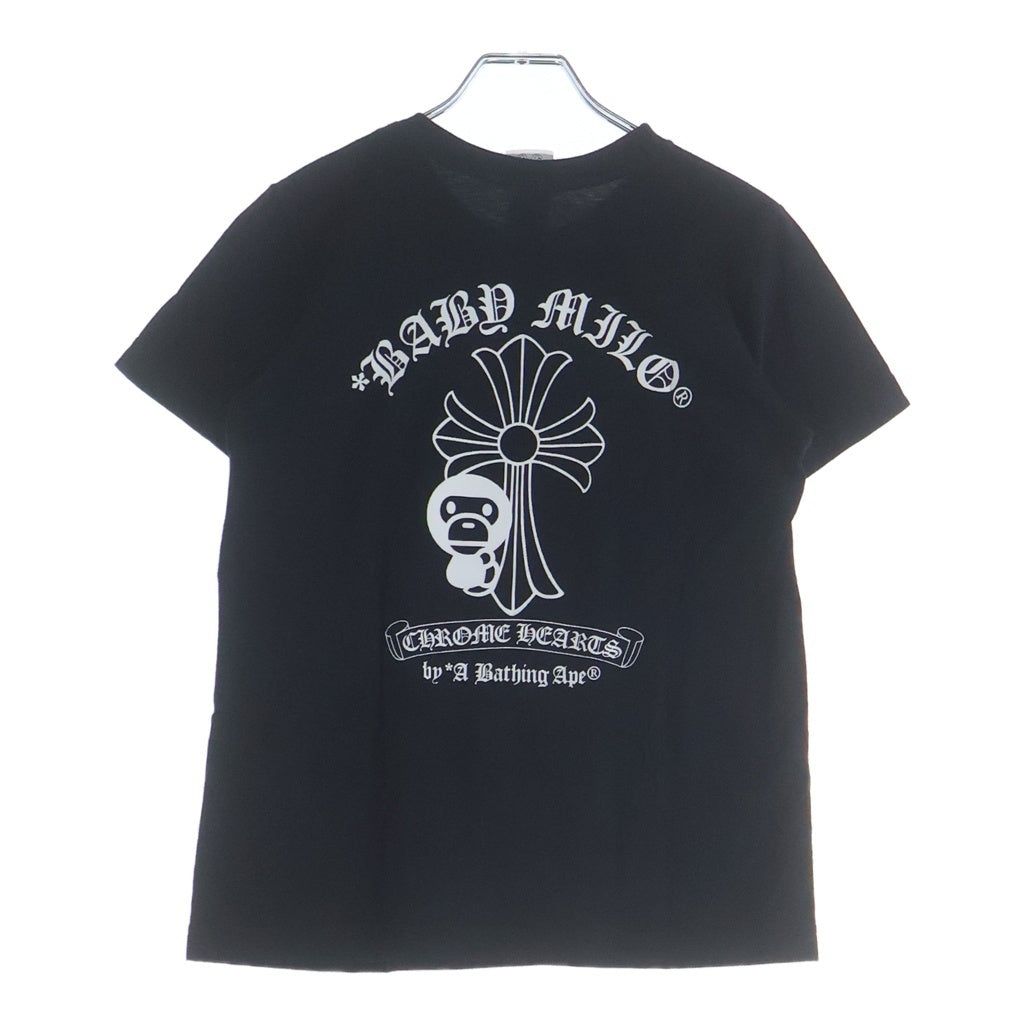 CHROME HEARTS(クロムハーツ) ×A BATHING APE BABY MILO TEE アベイジング エイプ コラボ フロント クロスプリント クルーネック コットン 半袖Tシャツ カットソー ブラック