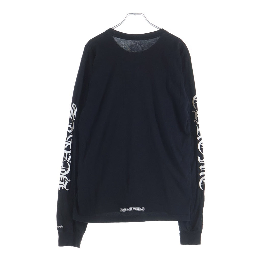 CHROME HEARTS(クロムハーツ) CH LS NECK LOGO ネックロゴプリント 袖ロゴ 長袖Tシャツ ロングスリーブカットソー ブラック