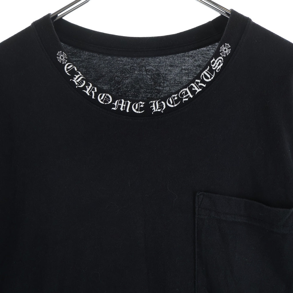 CHROME HEARTS(クロムハーツ) CH LS NECK LOGO ネックロゴプリント 袖ロゴ 長袖Tシャツ ロングスリーブカットソー ブラック