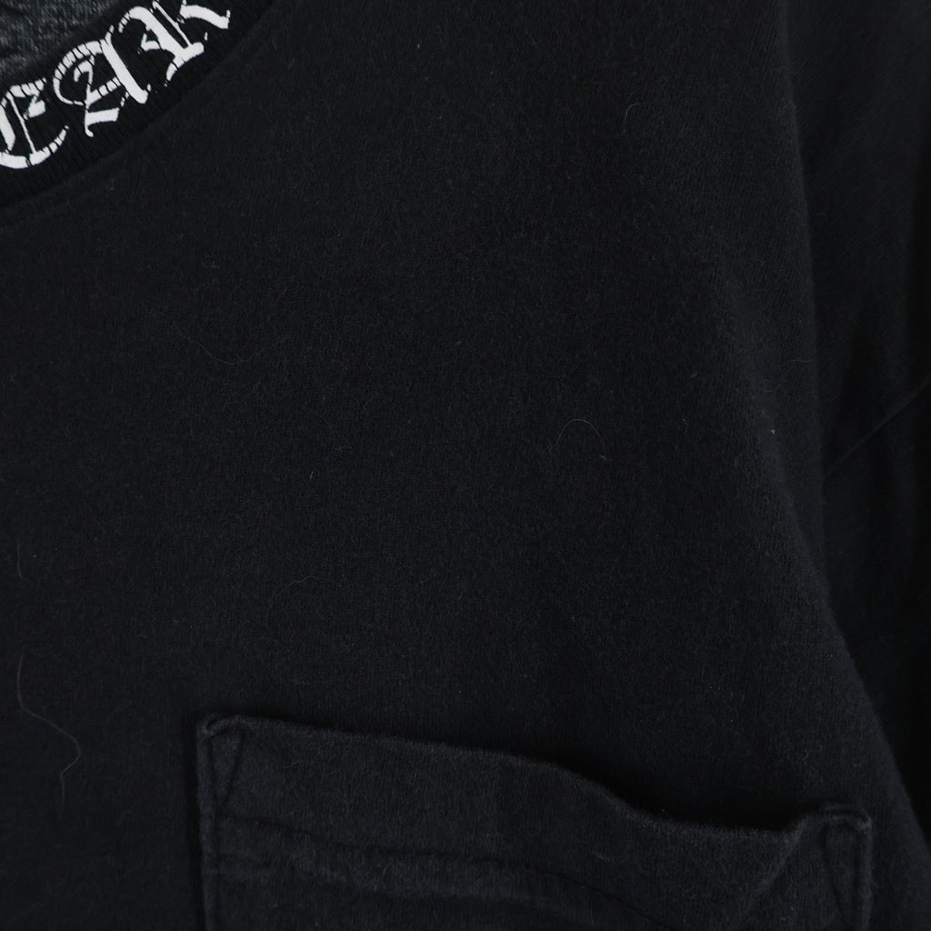 CHROME HEARTS(クロムハーツ) CH LS NECK LOGO ネックロゴプリント 袖ロゴ 長袖Tシャツ ロングスリーブカットソー ブラック