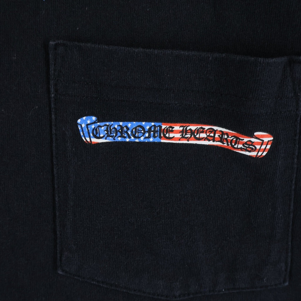 CHROME HEARTS(クロムハーツ) バックアメリカンフラグスクロールラベルプリント 半袖Tシャツカットソー