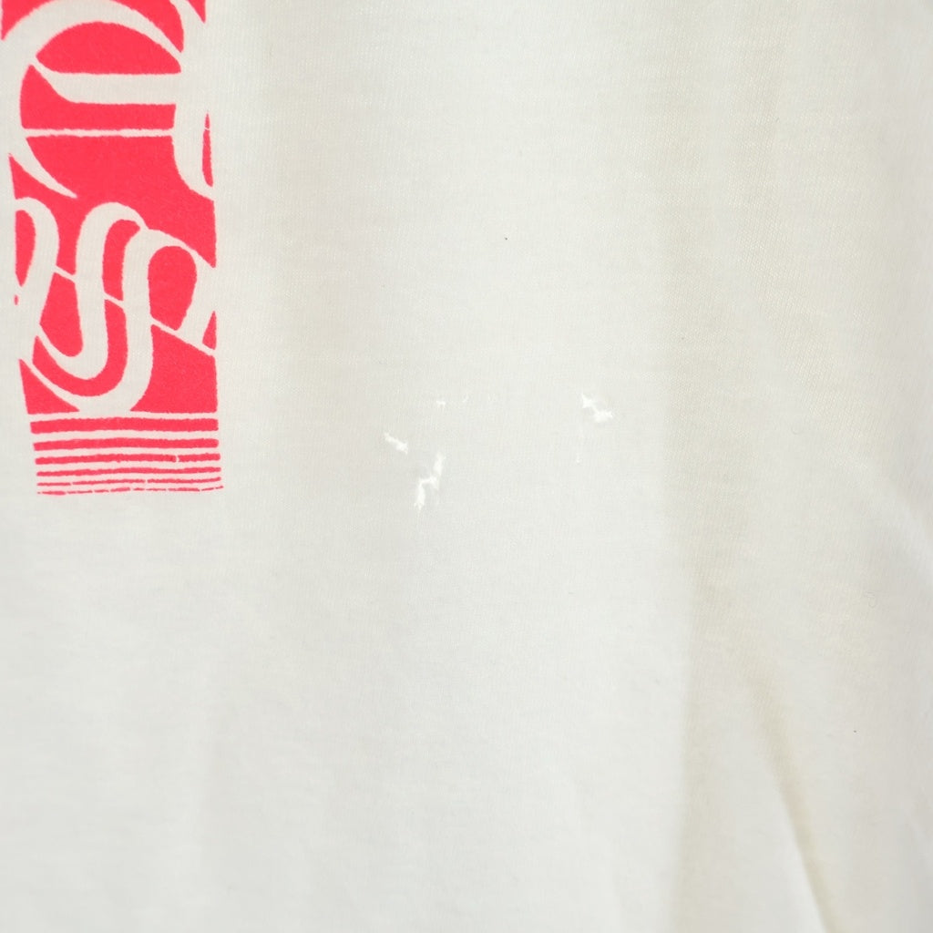 CHROME HEARTS(クロムハーツ) Neon Pink Stripe Logo ストライプロゴ プリント 長袖Tシャツ カットソー ホワイト/ピンク