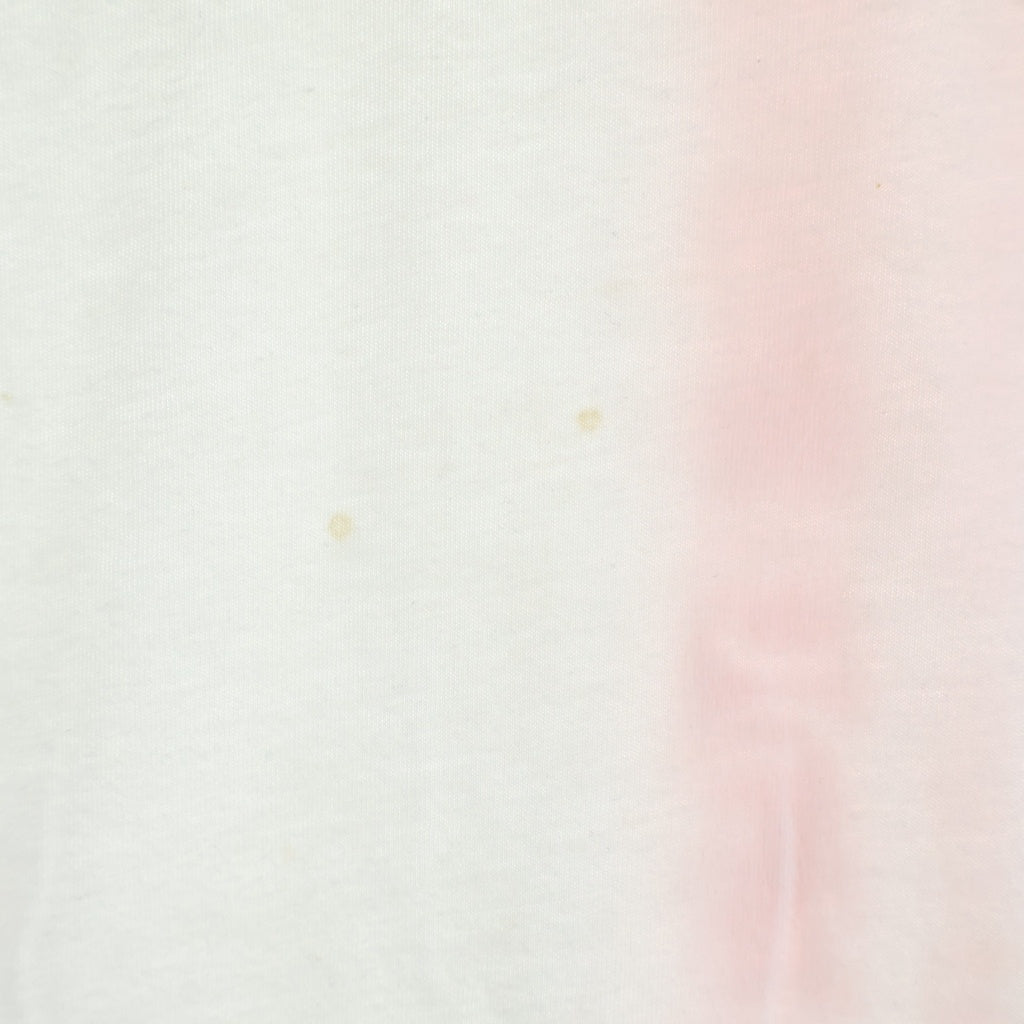 CHROME HEARTS(クロムハーツ) Neon Pink Stripe Logo ストライプロゴ プリント 半袖Tシャツ カットソー ホワイト/ピンク