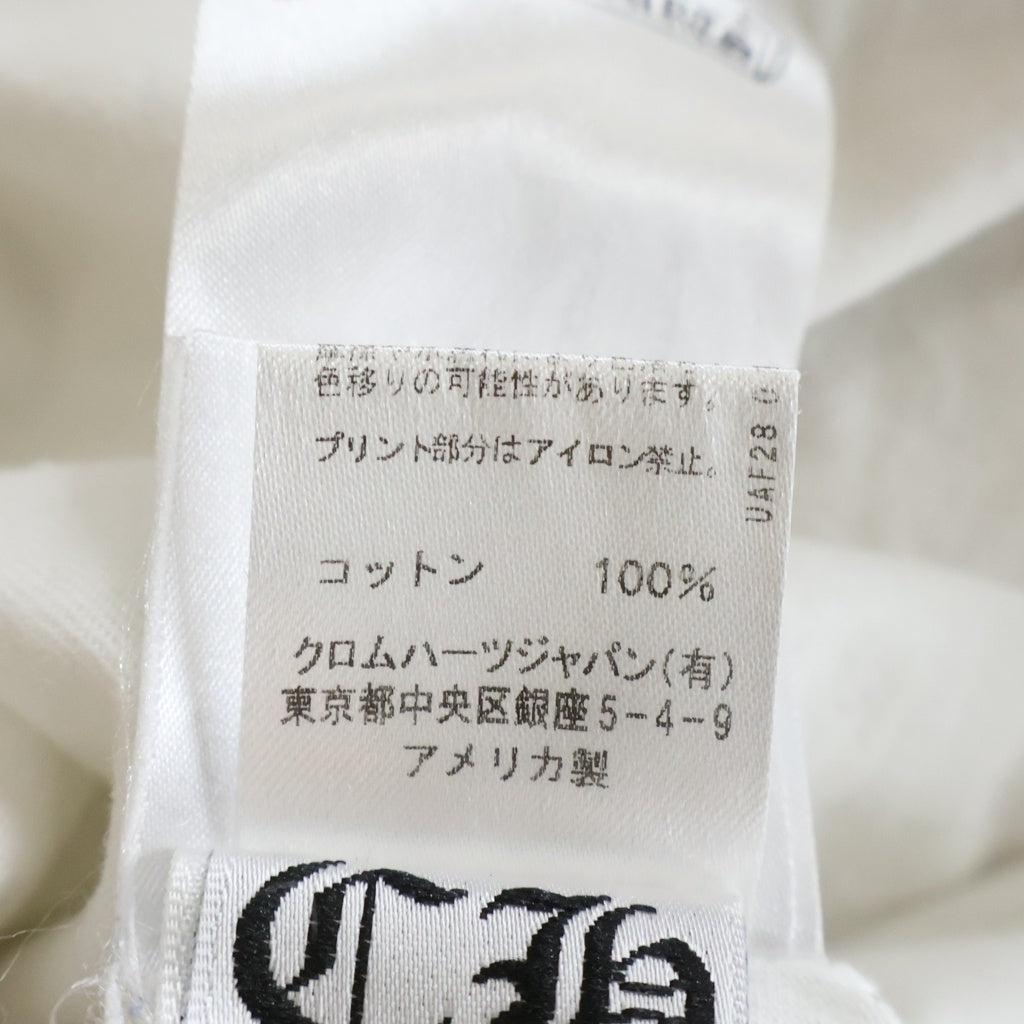 CHROME HEARTS(クロムハーツ) Neon Pink Stripe Logo ストライプロゴ プリント 半袖Tシャツ カットソー ホワイト/ピンク