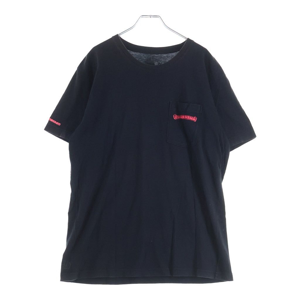 CHROME HEARTS(クロムハーツ) Neon Pink Stripe Logo ストライプロゴ プリント 半袖Tシャツ カットソー ブラック/ピンク