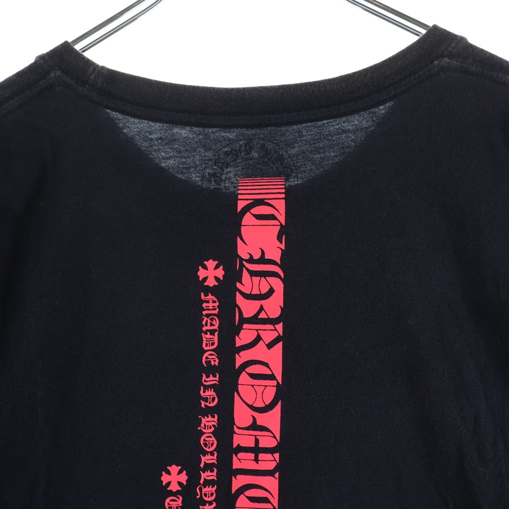 CHROME HEARTS(クロムハーツ) Neon Pink Stripe Logo ストライプロゴ プリント 半袖Tシャツ カットソー ブラック/ピンク