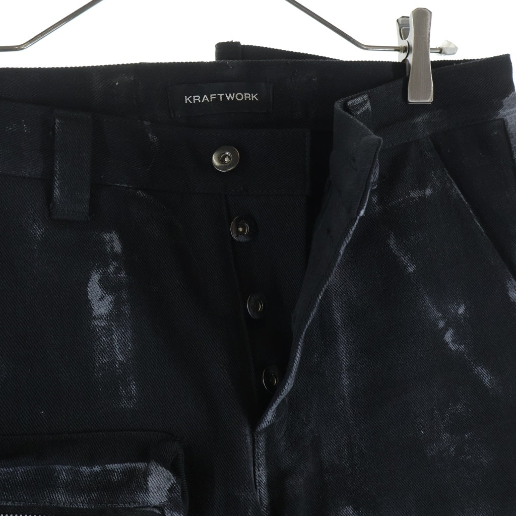 NO BRAND(ノーブランド) KRAFTWORK BK FLARED CARGO PANTS クラフトワーク フレアカーゴパンツ ウォッシュ加工 ブラック