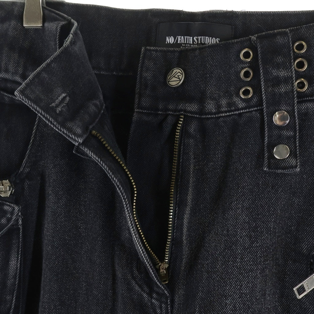 NO/FAITH STUDIOS(ノーフェイスストゥディオス) CARGO DENIM PANTS ジップデザイン カーゴデニムパンツ ブラック