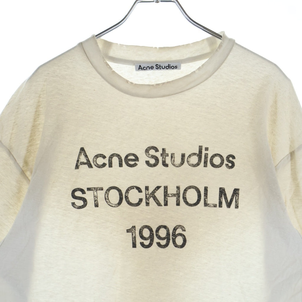 Acne Studios(アクネ ストゥディオズ) スプレー加工 ロゴプリント 半袖Tシャツカットソー ホワイト FN-UX-TSHI000013
