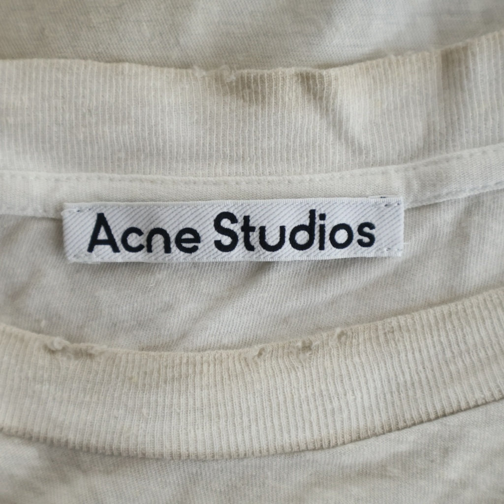 Acne Studios(アクネ ストゥディオズ) スプレー加工 ロゴプリント 半袖Tシャツカットソー ホワイト FN-UX-TSHI000013