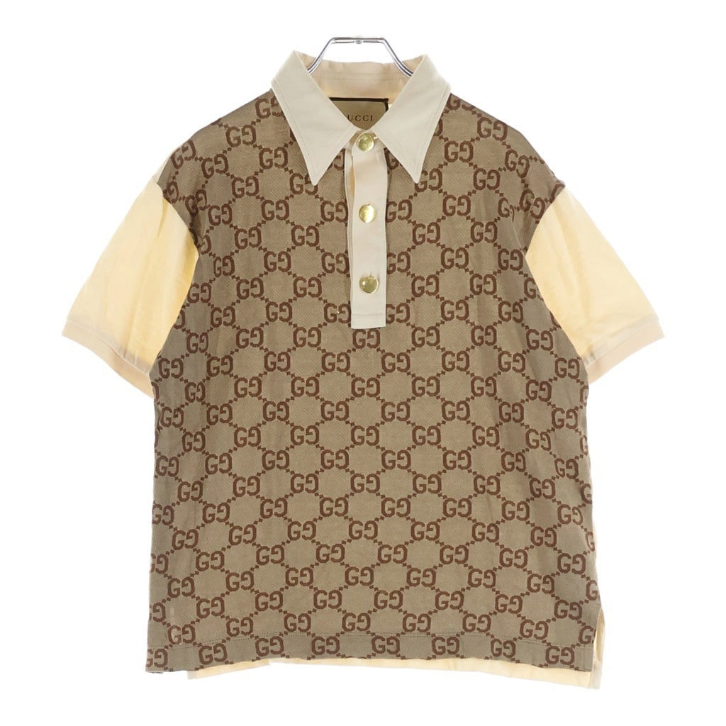 GUCCI(グッチ) GG Logo Cotton Polo Shirt GGロゴ コットン 半袖ポロシャツ ブラウン 682015 XJD1F