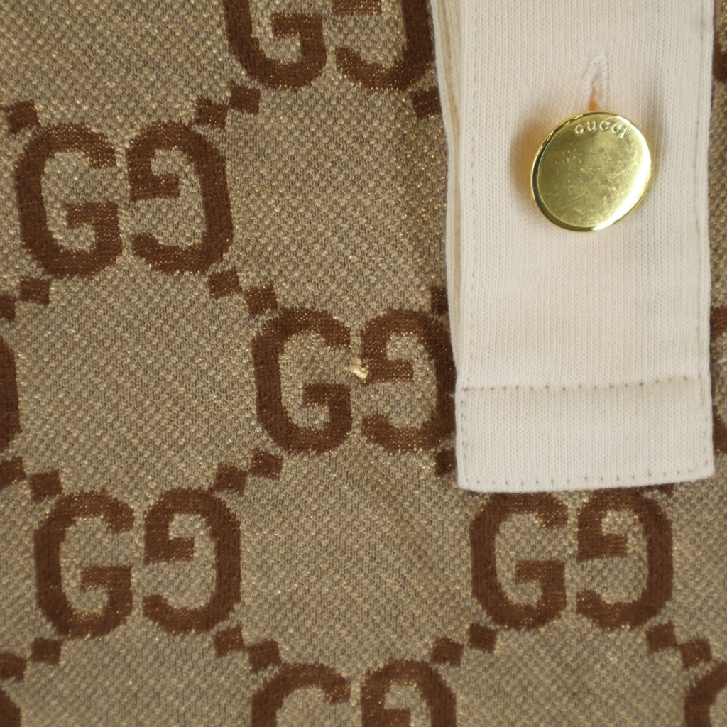 GUCCI(グッチ) GG Logo Cotton Polo Shirt GGロゴ コットン 半袖ポロシャツ ブラウン 682015 XJD1F