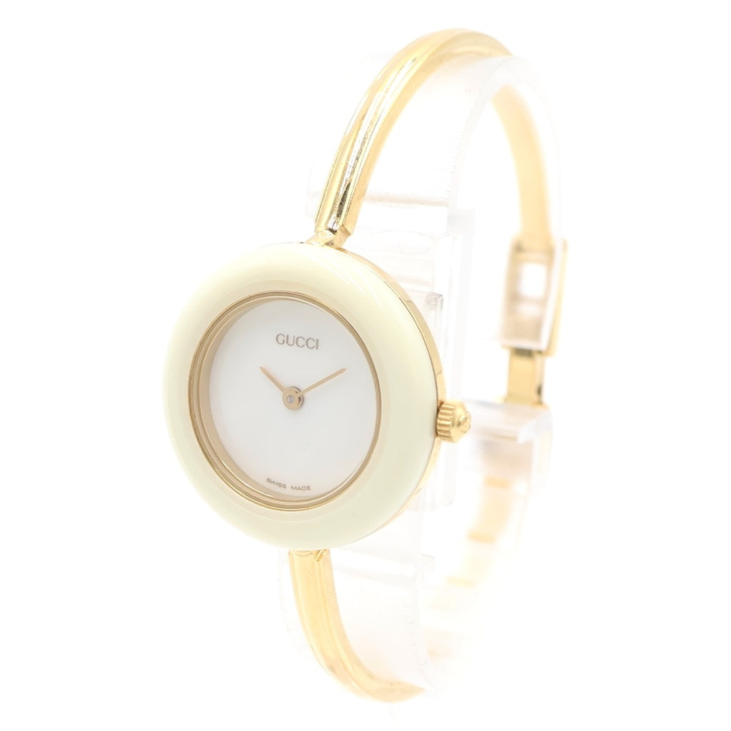 GUCCI(グッチ) チェンジベゼル ブレスレットウォッチ ゴールド金具 ゴールド/ホワイト レディース