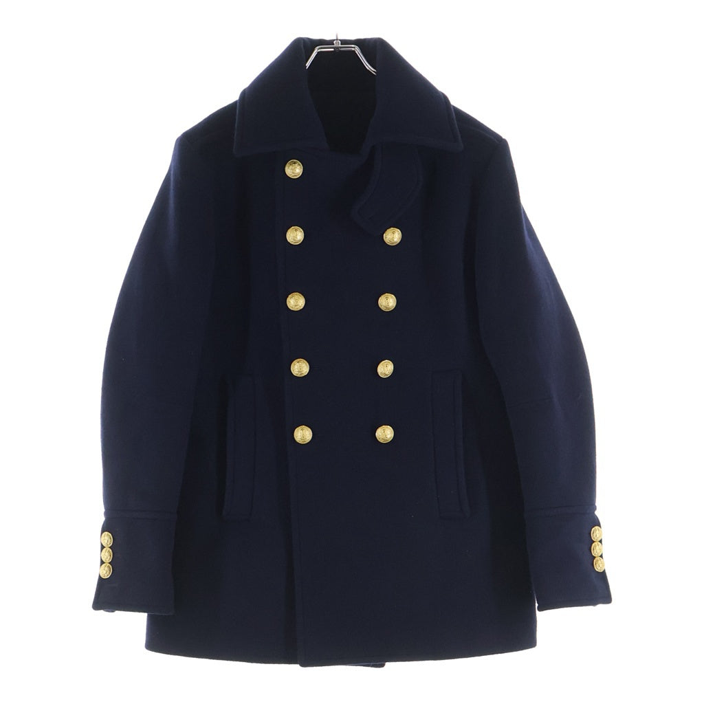 BALMAIN(バルマン) ゴールド金具 ウールメルトンナポレオンPコート W6HT884D541 ネイビー