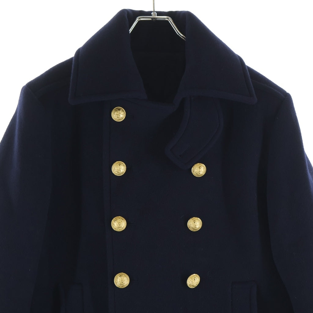 BALMAIN(バルマン) ゴールド金具 ウールメルトンナポレオンPコート W6HT884D541 ネイビー