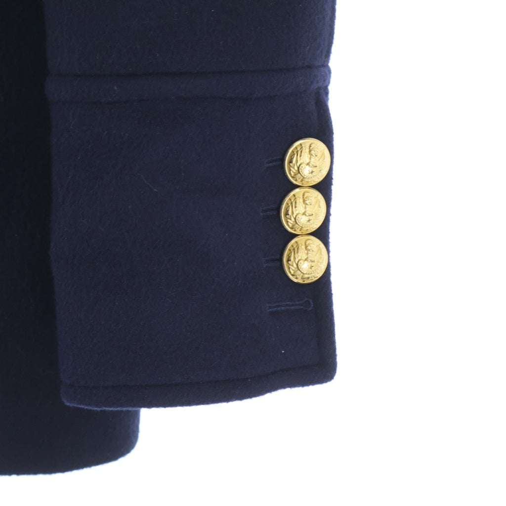 BALMAIN(バルマン) ゴールド金具 ウールメルトンナポレオンPコート W6HT884D541 ネイビー
