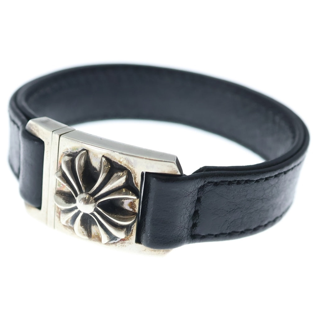 CHROME HEARTS(クロムハーツ) HARNESS CROSS BOX ハーネス クロスボックス レザーブレスレット シルバー/ブラック