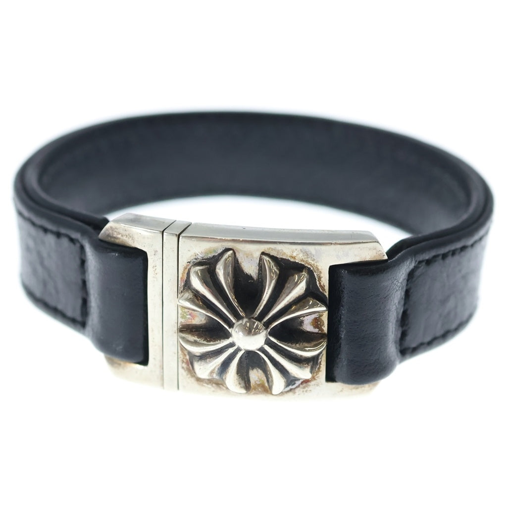 CHROME HEARTS(クロムハーツ) HARNESS CROSS BOX ハーネス クロスボックス レザーブレスレット シルバー/ブラック