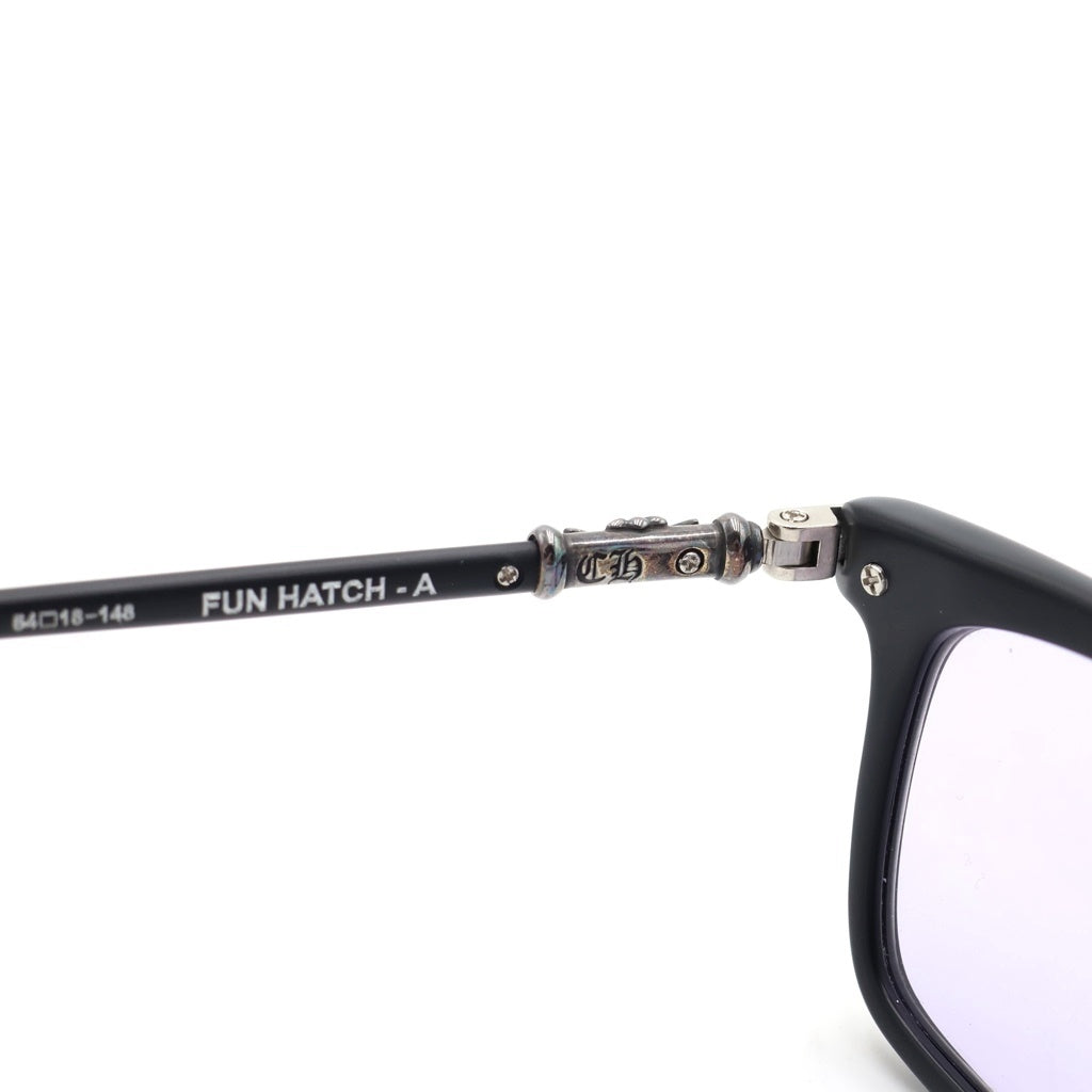 CHROME HEARTS(クロムハーツ) FUN HATCH-A クロステンプル スクエアフレーム サングラス 眼鏡 ブラック/シルバー