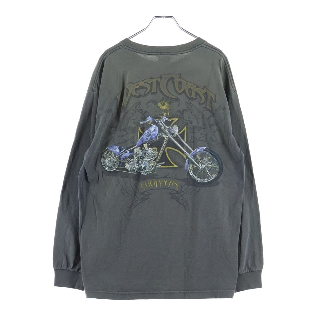 VINTAGE(ヴィンテージ) 90-00s WEST COAST CHOPPERS IRON CROSS ウェストコーストチョッパーズ アイアンクロス 両面プリント 長袖Tシャツ カットソー カーキ
