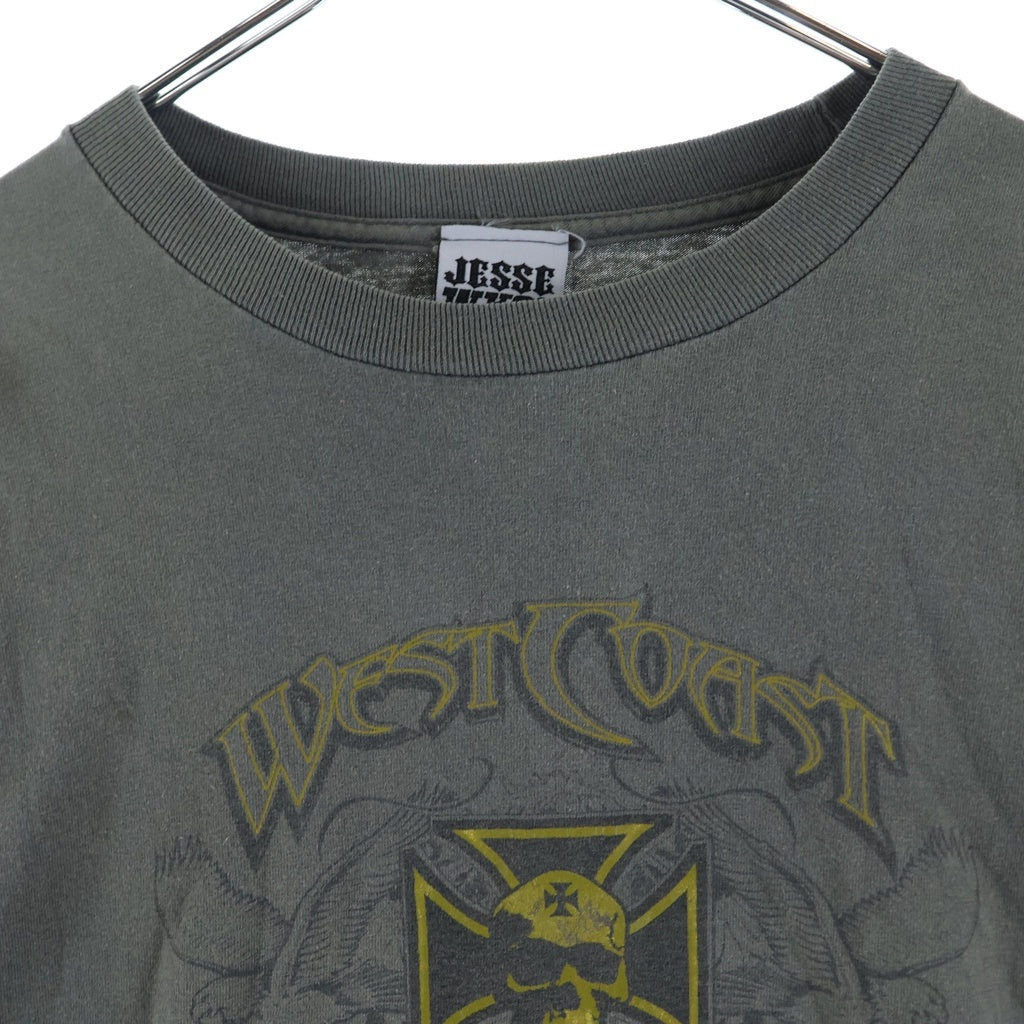 VINTAGE(ヴィンテージ) 90-00s WEST COAST CHOPPERS IRON CROSS ウェストコーストチョッパーズ アイアンクロス 両面プリント 長袖Tシャツ カットソー カーキ