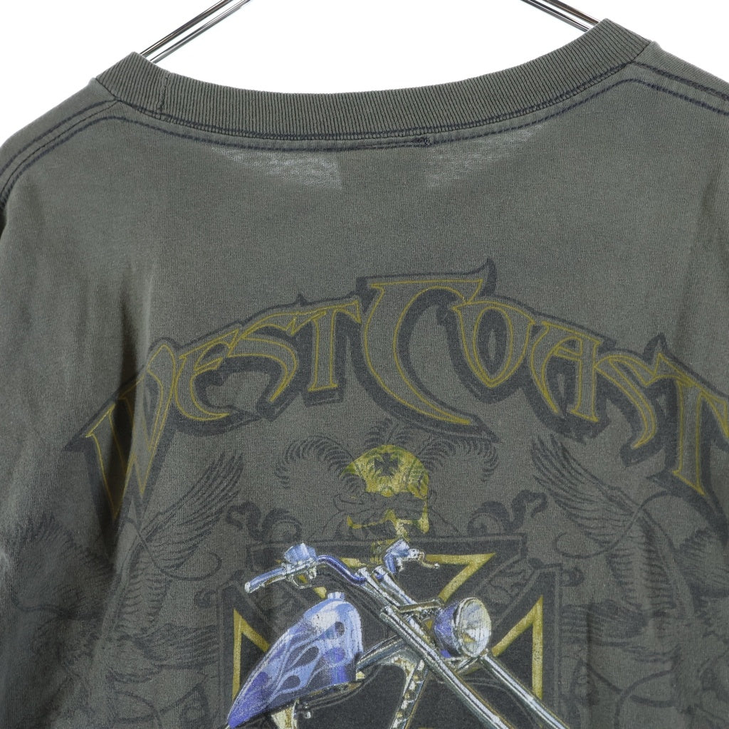 VINTAGE(ヴィンテージ) 90-00s WEST COAST CHOPPERS IRON CROSS ウェストコーストチョッパーズ アイアンクロス 両面プリント 長袖Tシャツ カットソー カーキ